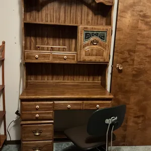 Wooden Desk with Hutch