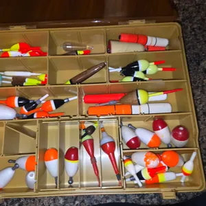 Large lot of bobbers for fishing