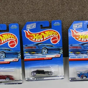 3 Hot Wheels First Editions: Thomassima 3 (2000), Track T (1999), and '40 Ford (1998)