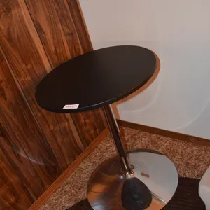 Black Round Table with Stainless Steel Base finish