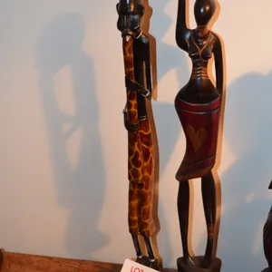 2 African Hand Carved Wooden Sculptures as villagers