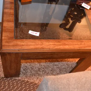 2 Matching End Tables with Glass Tops