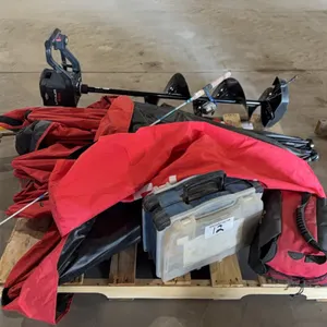 Eskimo Pop-Up ice house w/ StrikeMaster 40v ice auger & tackle boxes