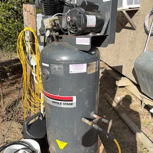 60 gallon 5HP stationary 230 volt single stage Air compressor *THIS ITEM AVAILABLE FOR LIVE ON-SITE BIDDING ONLY