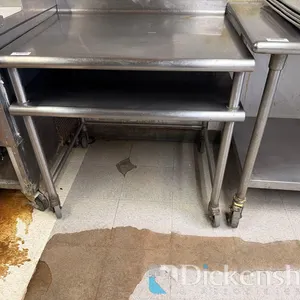 STAINLESS STEEL TABLE ON CASTERS with lower shelf-approximate