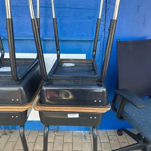 SET OF (2) SCHOOL CLASSROOM DESKS