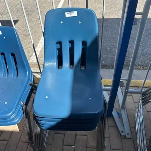 VIRCO BLUE PLASTIC STACK CHAIRS, QTY (5)