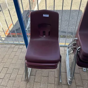 VIRCO MAROON PLASTIC STACK CHAIRS, QTY (3)