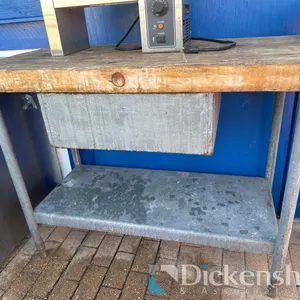 BUTCHER BLOCK TOP WITH METAL BASE PREP TABLE-approximate
