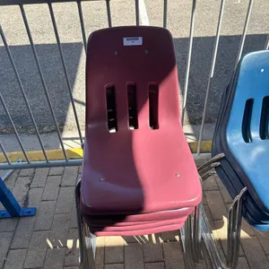 VIRCO MAROON STACK PLASTIC CHAIRS, QTY (5)