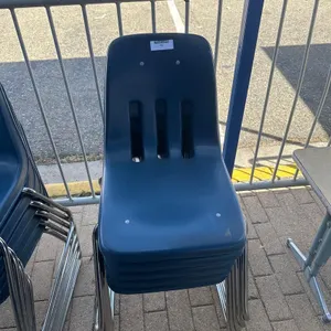 VIRCO BLUE PLASTIC STACK CHAIRS, QTY (5)