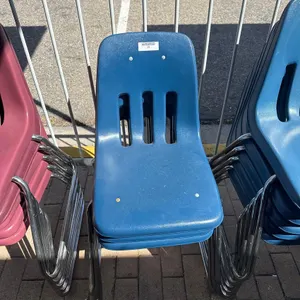 VIRCO BLUE STACK PLASTIC CHAIRS, QTY (3)