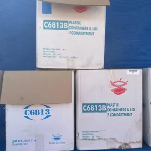 CASES OF C681B PLASTIC CONTAINERS AND LIDS, QTY(2)