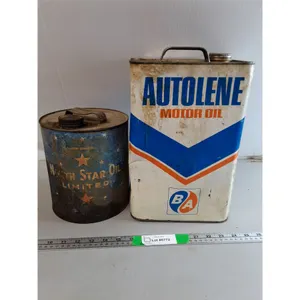 Autolene Motor Oil & North Star Oil Tins Up to 13" - Empty