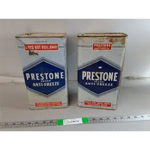 (2) Vintage Prestone Antifreeze Tins 11" - Empty