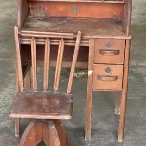 Child's Roll Top Desk and Chair