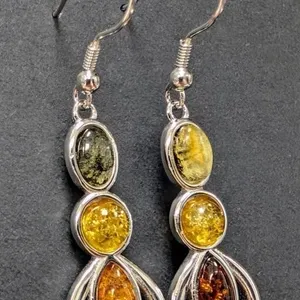 Genuine Amber & Silver Earrings