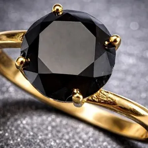 1ct Black Diamond Solitaire Ring