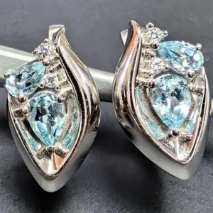 Blue Topaz & Sliver Earrings