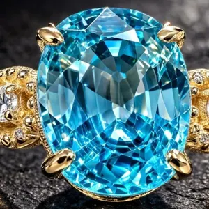 4.3ct Blue Zircon & Diamond Ring