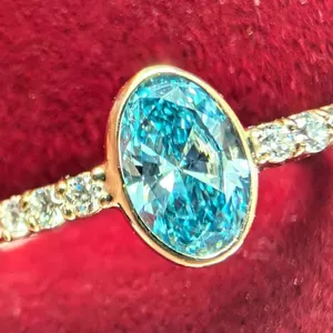 1.3 Carat Blue Lab Grown Diamond Ring