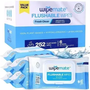 Wipemate Fresh Clean Flushable Butt Wipes 252ct