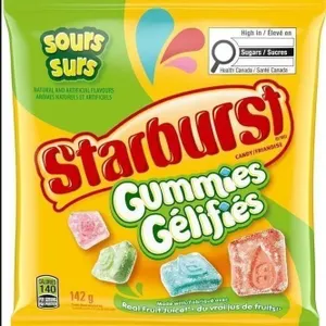 STARBURST, Sour Gummy Candy, Sharing Bag, 142g