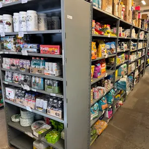 50"W x 24'L Grey Metal Shelving Unit; Double Sided; Ends