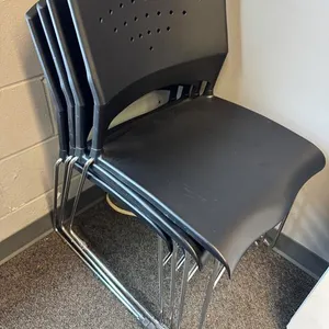 4 Black Plastic Stacking Chair w/ Chrome Base
