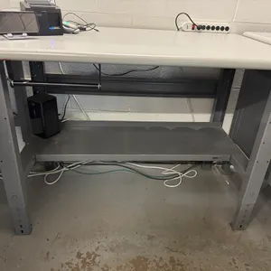 30" x 4' Grey Wood Top w/ Metal Base Table