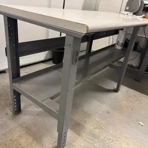30" x 8' Grey Wood Top w/ Metal Base Table