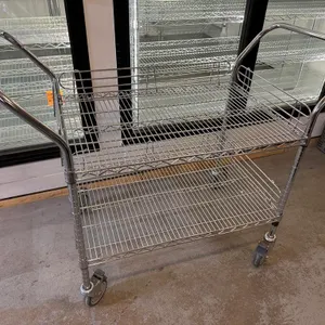 Chrome Rolling Cart w/ Handles; 35"L x 24"W x 40"H
