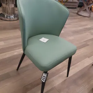 (8) Green Leatherette Black Leg Chairs.