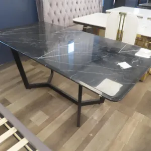 36" x 71" Black Marble Style Table.