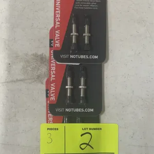 Stan's No Tubes universal tubeless tire valve stem. Features a 35mm Presta valve with removable valve core.