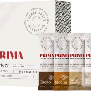 [bb 2027] New PRIMA ANCESTRAL PROTEIN BAR Grass Fed Protein Bars, 7 Pack – Animal-Based Protein Bar with Beef Tallow, Raw Honey, Seed Oil Free, Low Ca