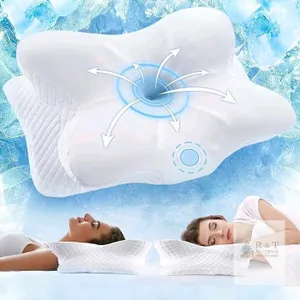 New Vuteehy Cervical Neck Pillow for Pain Relief Sleeping, Neck Support Pillows for Sleeping with Cooling Pillowcase, Ergonomic Memory Foam Pillows, C