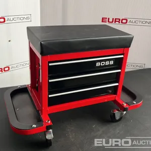 Unused 2026 Boss Wheeled Stool Tool Box, 3 Drawers, Magnetic Trays 