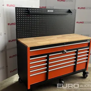 Unused 2026 Boss Wheeled Tool Cabinet, 16 Drawers, 492pc Tools 