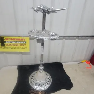 Chrome Art Deco Airplane Smoking Stand with Lighted Base