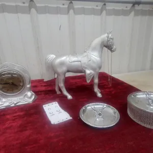 Oxford Self Starting Mantel Clock with Western Cowboy Motif and Horse Figurine Vintage