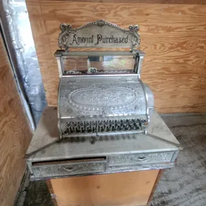 Antique National Cash Register with Ornate Nickel-Plated Cabinet and Marble Ledgemodle 47-2-2