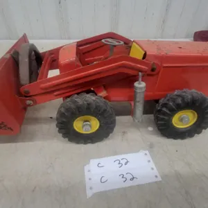 Vintage Nylint Pressed Steel Front End Loader Tractor with Yellow Wheels 17" Long
