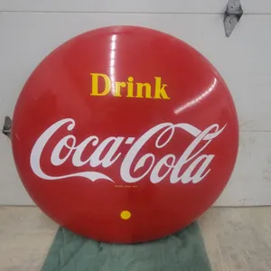 Coca-Cola "Drink" Porcelain Button Advertising Sign 48" Diameter 1954 P&M