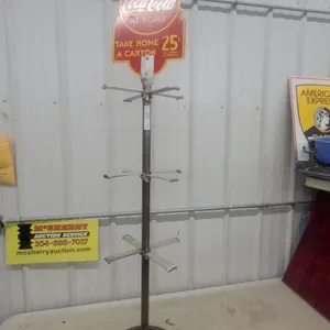 Coca-Cola "Take Home a Carton 25¢" Metal Store Display Rack with Six-Pack Holders 60" Tall Sign 2