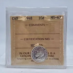 ICCS Graded Mint State 1948 Canada Dime
