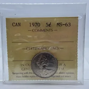 ICCS Graded Mint State 1970 Canada Nickel