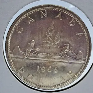 Mint State 1966 Canada One Dollar Coin with Large