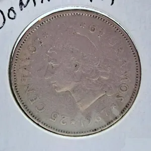 1967 Dominican Republic Twenty Five Centavos