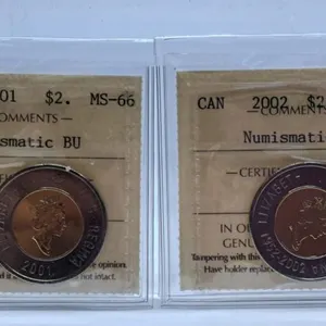 ICCS Graded Mint State 2001 and 2002 Canada Two